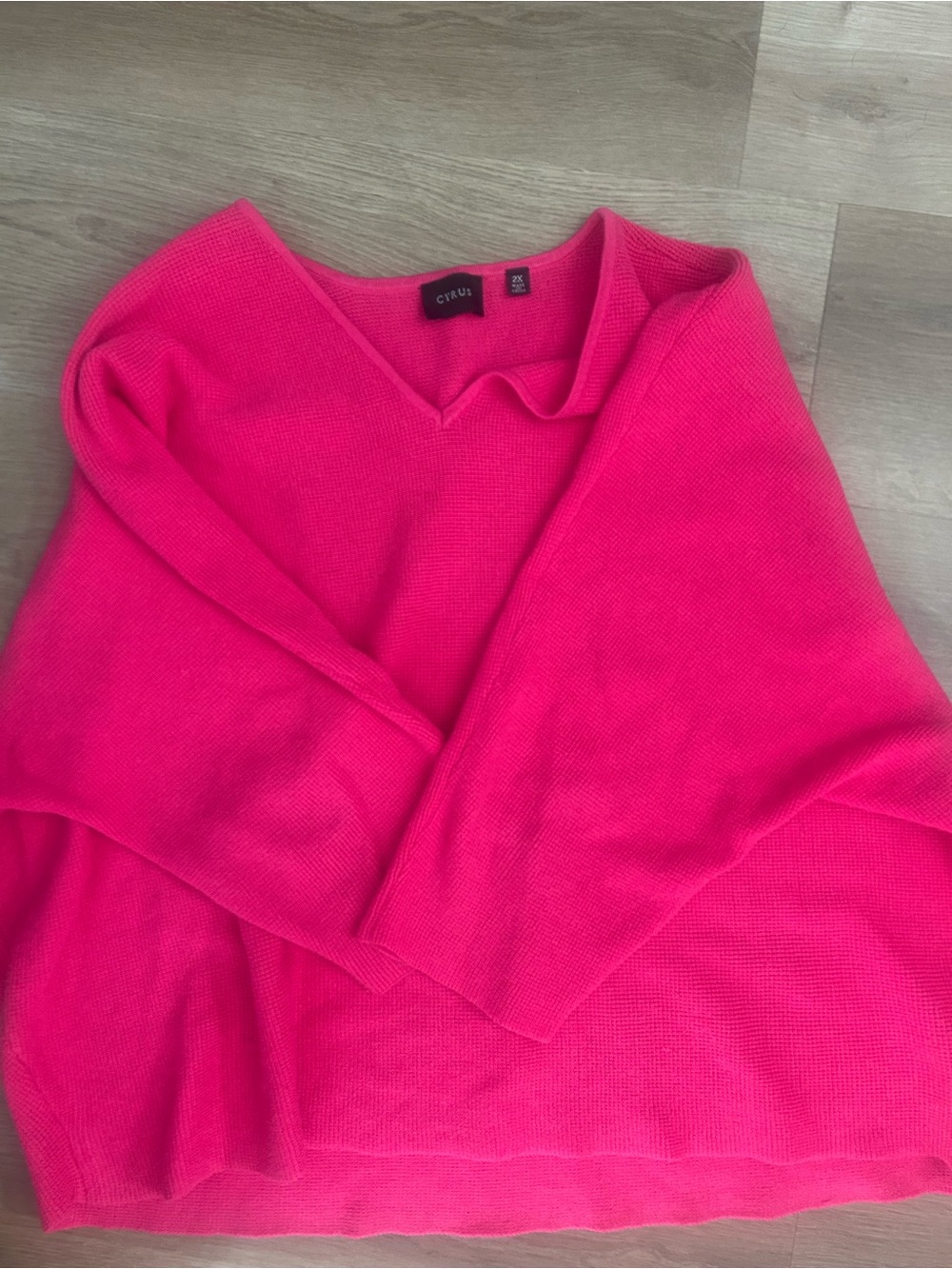 Cyrus Hot Pink V-Neck Women's Sweater